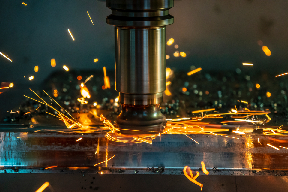 The heating chip on CNC machining centre from tool wear.